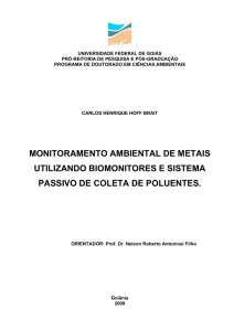 MONITORAMENTO AMBIENTAL DE METAIS UTILIZANDO