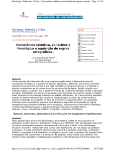 Consciência sintática, consciência fonológica e aquisição de regras