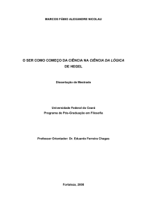 o ser como começo da ciência na ciência da lógica de