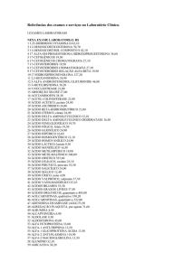 Referências dos exames e serviços no Laboratório Clínico