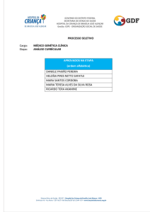 PROCESSO SELETIVO Cargo: MÉDICO GENÉTICA CLÍNICA Etapa