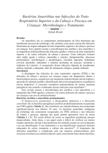 Bactérias Anaeróbias nas Infecções do Trato Respiratório