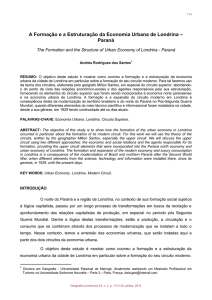 A Formação e a Estruturação da Economia Urbana de Londrina