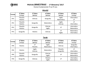 PROVAS BIMESTRAIS - 1º Bimestre/ 2017 Manhã Tarde