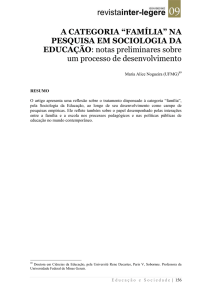 A CATEGORIA “FAMÍLIA” NA PESQUISA EM SOCIOLOGIA DA