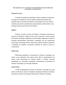 PÓS-GRADUAÇÃO LATO SENSU EM METODOLOGIA DO