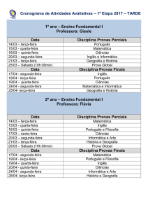 Cronograma de Atividades Avaliativas – 1ª Etapa 2017 – TARDE 1º