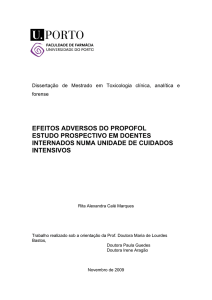 efeitos adversos do propofol estudo prospectivo em doentes