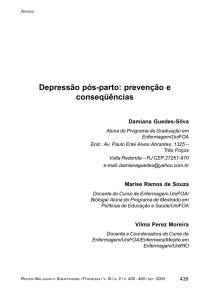 Depressão pós-parto: prevenção e conseqüências