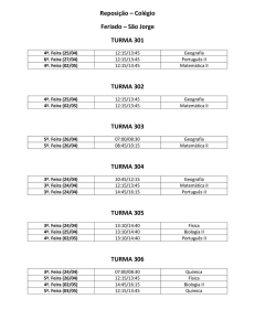 Reposição – Colégio Feriado – São Jorge TURMA 301