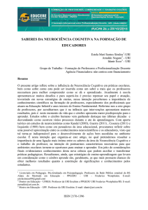 saberes da neuroci&ecirc;ncia cognitiva na forma&ccedil;&atilde;o de educadores
