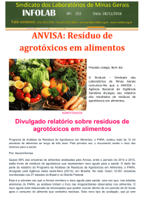 ANVISA: Resíduo de agrotóxicos em alimentos