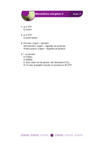 Metabolismo energético II 1. a) 2 ATP b) etanol 2. a) 2 ATP b) ácido