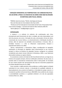 VARIAÇÃO HORIZONTAL DA TEMPERATURA E DA UMIDADE