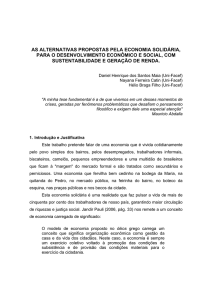 as alternativas propostas pela economia solidária