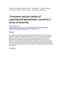 Treatment and prevention of experimental pneumonias, caused by L