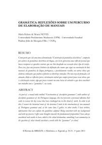 gramática: reflexões sobre um percurso de elaboração de manuais