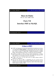 Bases de Dados Parte VII Interface PHP ao MySQL