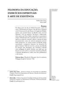 filosofia da educação, exercícios espirituais e arte de existência