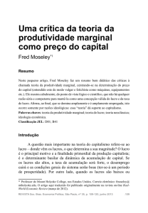 Uma crítica da teoria da produtividade marginal como preço do capital