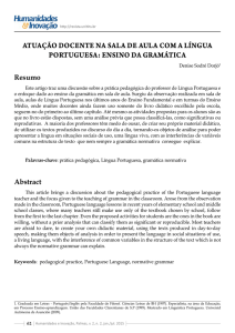 AtuAção docente nA sAlA de AulA com A línguA PortuguesA