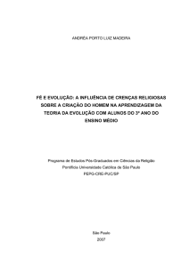 FÉ E EVOLUÇÃO: A INFLUÊNCIA DE CRENÇAS RELIGIOSAS