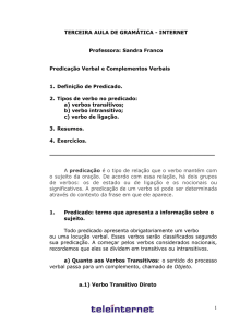 Predicação verbal e complementos verbais