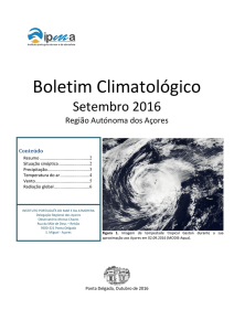 Boletim Climatológico Mensal dos Açores - Setembro de 2016
