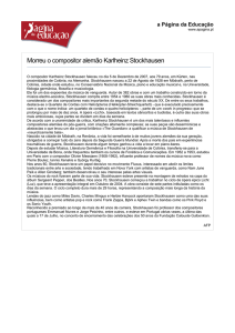 Morreu o compositor alemão Karlheinz Stockhausen