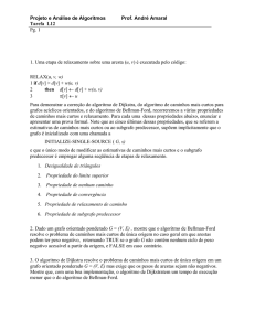 Projeto e Análise de Algoritmos Prof. André Amaral Tarefa L12 Pg. 1