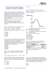 Exercícios sobre Energia de Ligação, Entalpia e