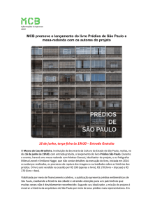 MCB promove o lançamento do livro Prédios de São Paulo e mesa