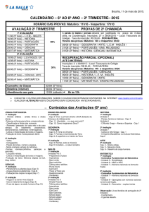 CALENDÁRIO – 6º AO 8º ANO – 2º TRIMESTRE