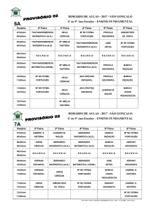 4 HORÁRIO DE AULAS - 2017 - SÃO GONÇALO 6º ao 9º Ano