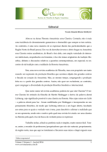 Editorial - Clareira - Revista de Filosofia da Região Amazônica