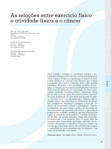 As relações entre exercício físico e atividade física e o câncer