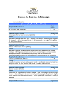 Ementas das Disciplinas de Fisioterapia