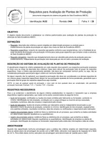 Requisitos para Avaliação de Plantas de Produção