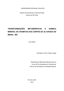 TRANSFORMAÇÕES METAMÓRFICAS E QUÍMICA MINERAL DE