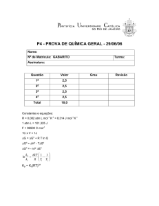 P4 - PROVA DE QUÍMICA GERAL