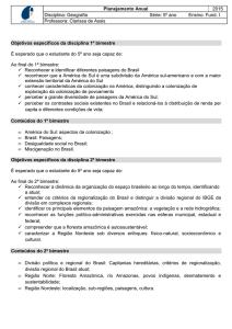 Planejamento Anual 2015 Disciplina: Geografia Série: 5º ano Ensino