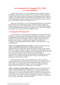 As Consagrações de Portugal (1931, 1938) e os seus benefícios