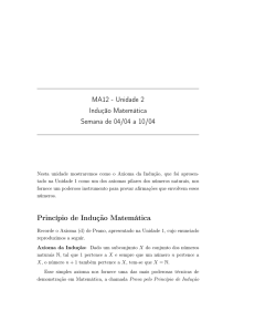MA12 - Unidade 2 Indução Matemática Semana de 04/04 a 10/04