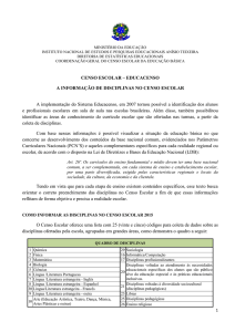 Informações de disciplinas no Censo Escolar - dre