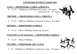 ATIVIDADES EXTRACLASSES 2016 *JAZZ