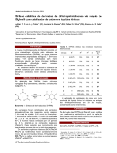Síntese catalítica de derivados de dihidropirimidinonas via reação