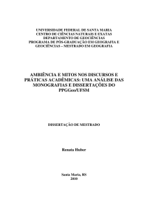 AMBIÊNCIA E MITOS NOS DISCURSOS E PRÁTICAS