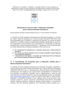 Declaração de Lucerne sobre a Educação Geográfica - IGU-CGE