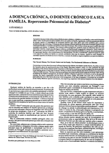 A DOENÇA CRÓNICA, O DOENTE CRÓNICO E A SUA FAMILIA
