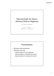 Representação de Valores Números Binários